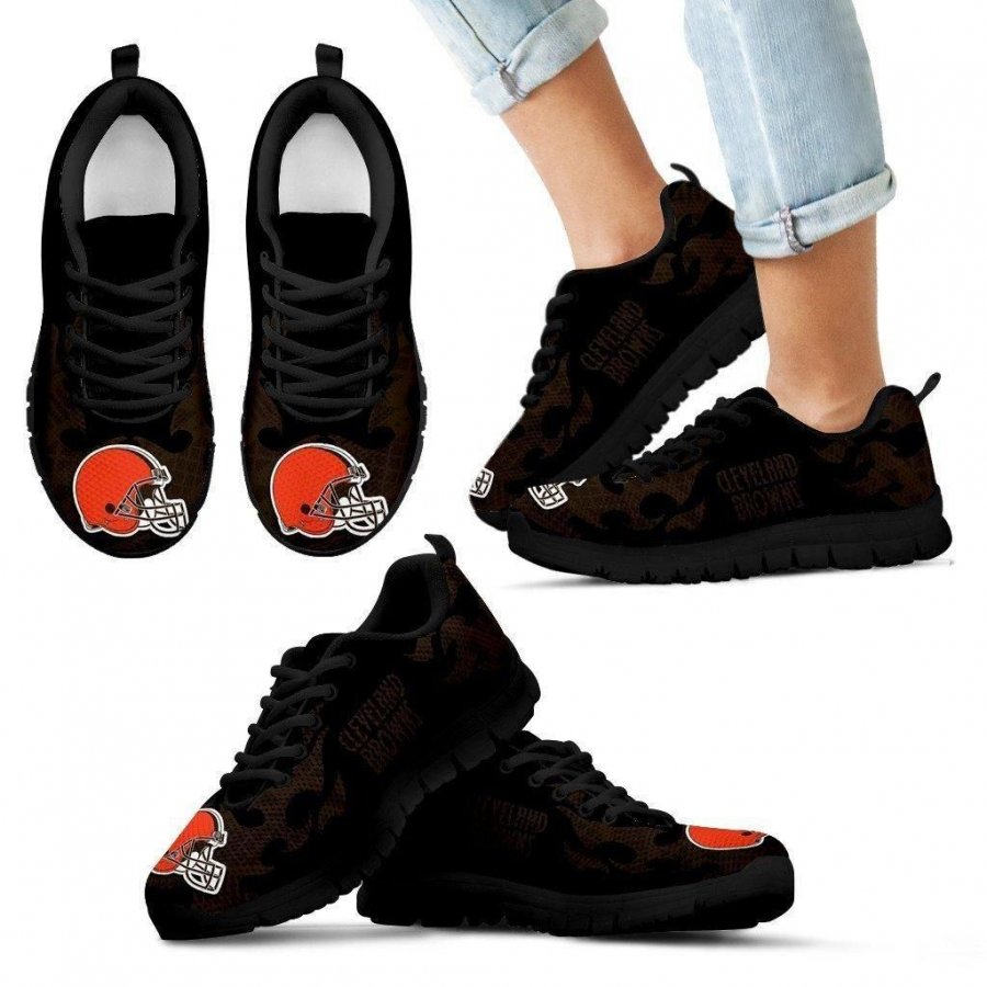 Tribal Flames Pattern Cleveland Browns Sneakers #703