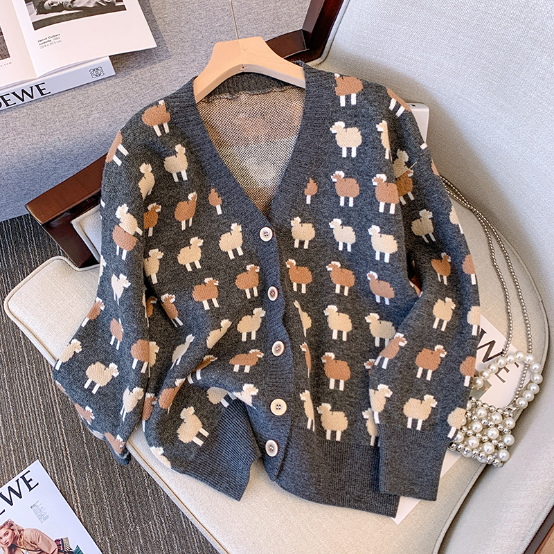 Cartoon Sweet Sheep Lamb Spring Autumn Winter Knitted Vintage Cardigan Fashion Woman Elegant Women’S Sweaters 2022 Female Coats alx