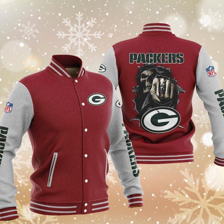 Green Bay Packers Red Grey Hades Boxing Baseball Jacket