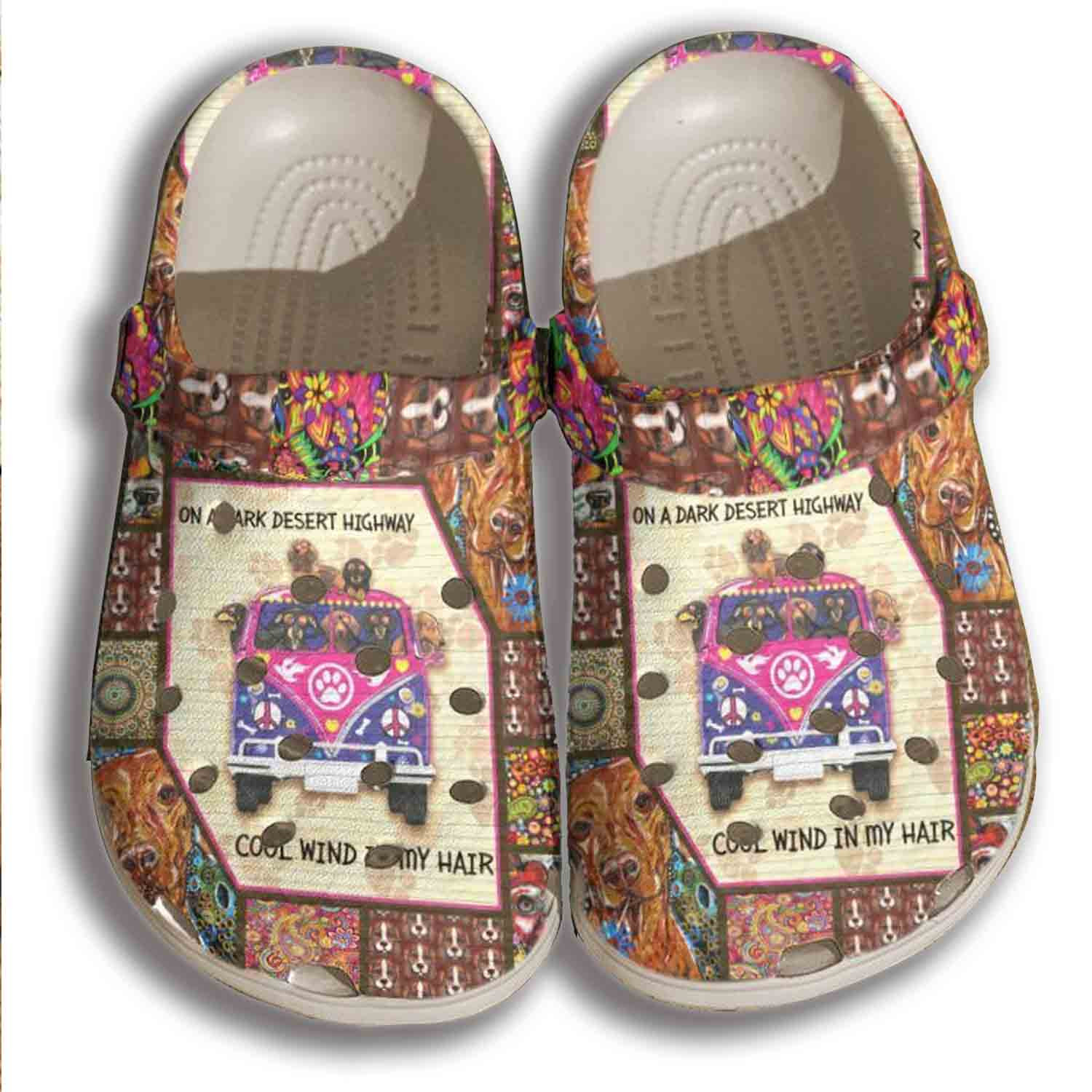 Hippie Dachshund Crocs Shoes – Dog Bus On Highway Clogs Gifts – Dog-Bus