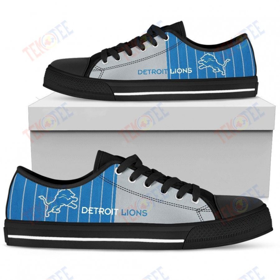 Mens Womens Detroit Lions Simple Design Vertical Stripes Low Top Shoes Custom Print Footwear Convers Sneakers TMT961