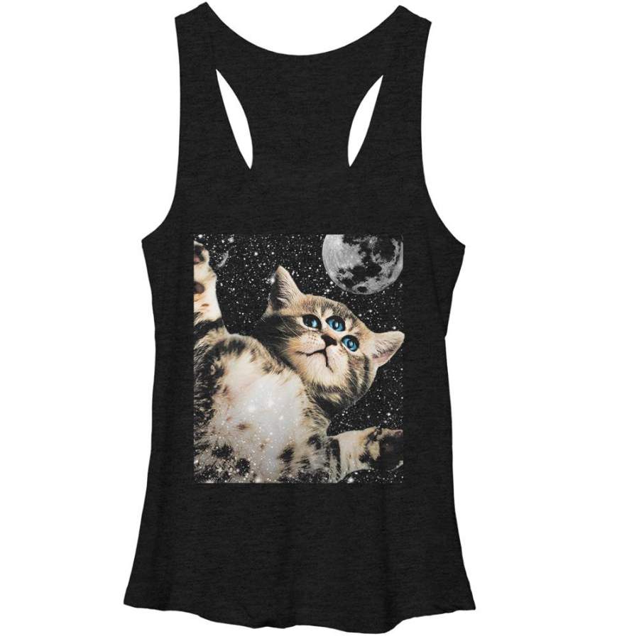 Lost Gods Women’s Third Eye Kitten  Racerback Tank Black Heather