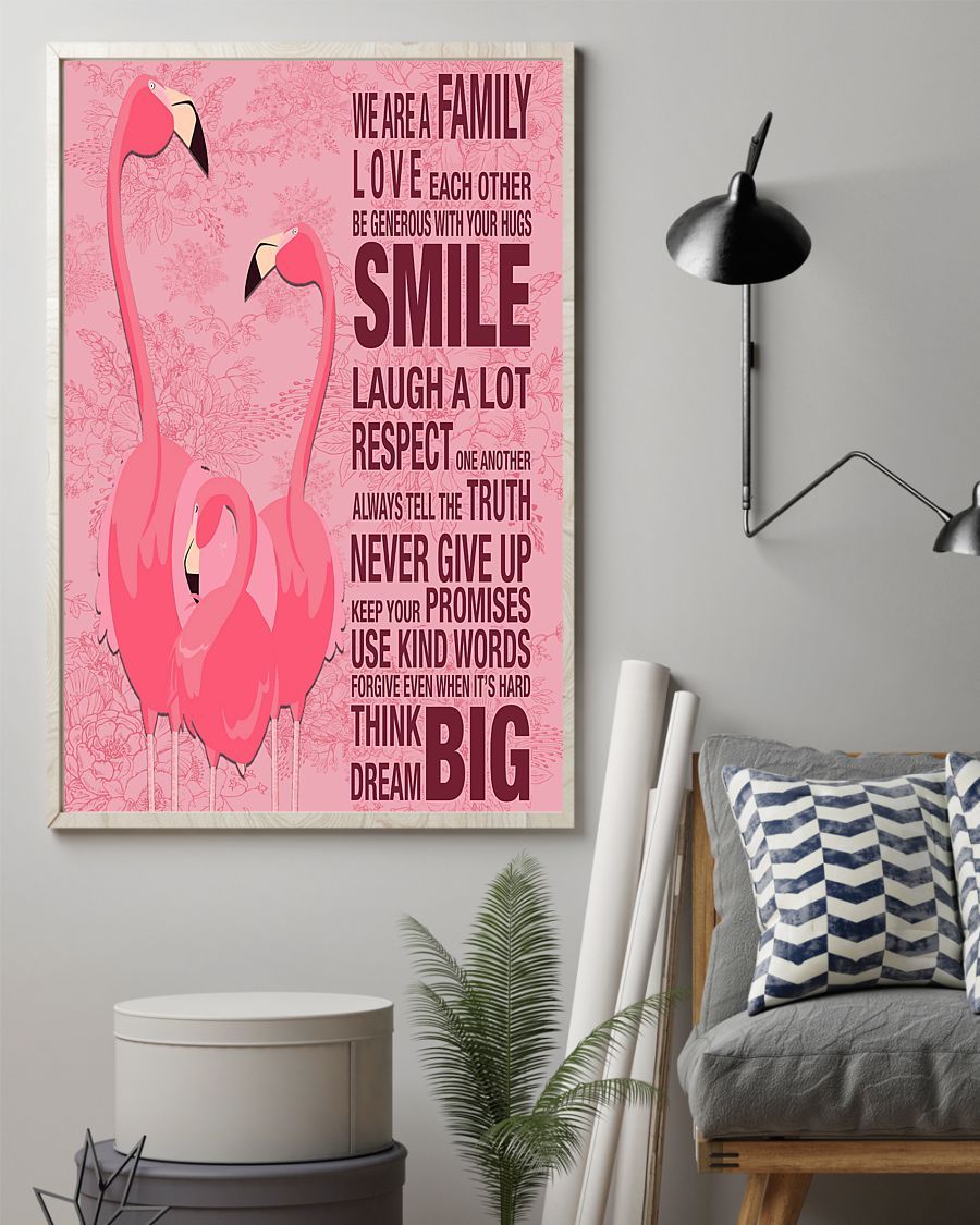 Flamingo Family Vertical Canvas And Poster | Wall Decor Visual Art