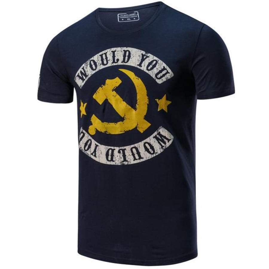 T shirt Men Summer Tops Trend Printed Cotton Slim Fit Short Sleeve T Shirt Military Style Casual Men Clothes