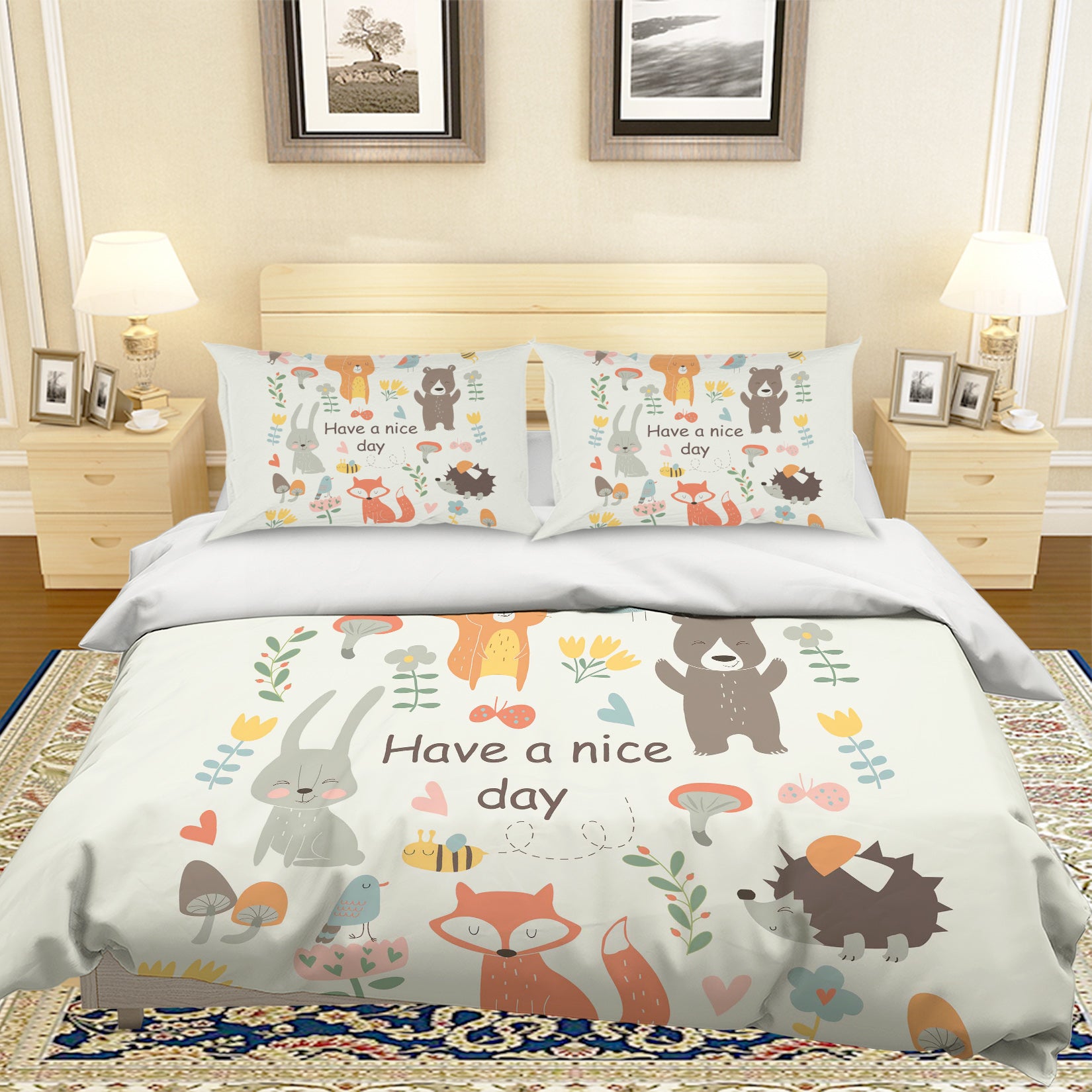 3D Cartoon Animal Quilt Cover Set Bedding Set Pillowcases 60