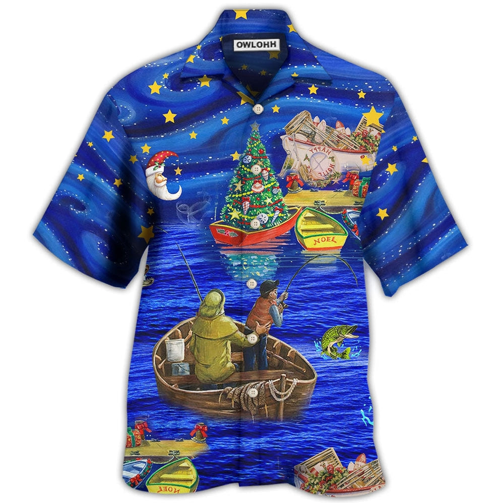 Fishing Lover Beautiful Christmas Night Hawaii Shirt Ha71818