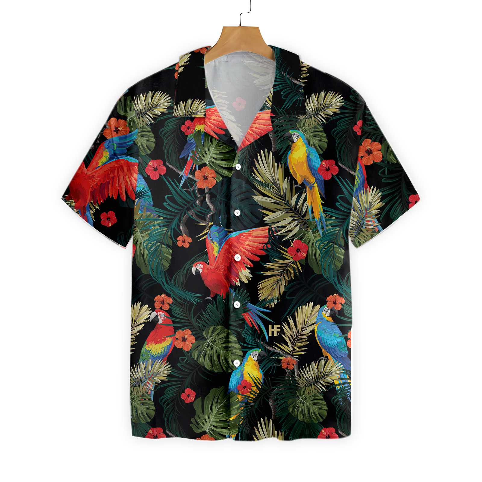 Parrots Dark Tropical Pattern Hawaii Shirt Ha96978