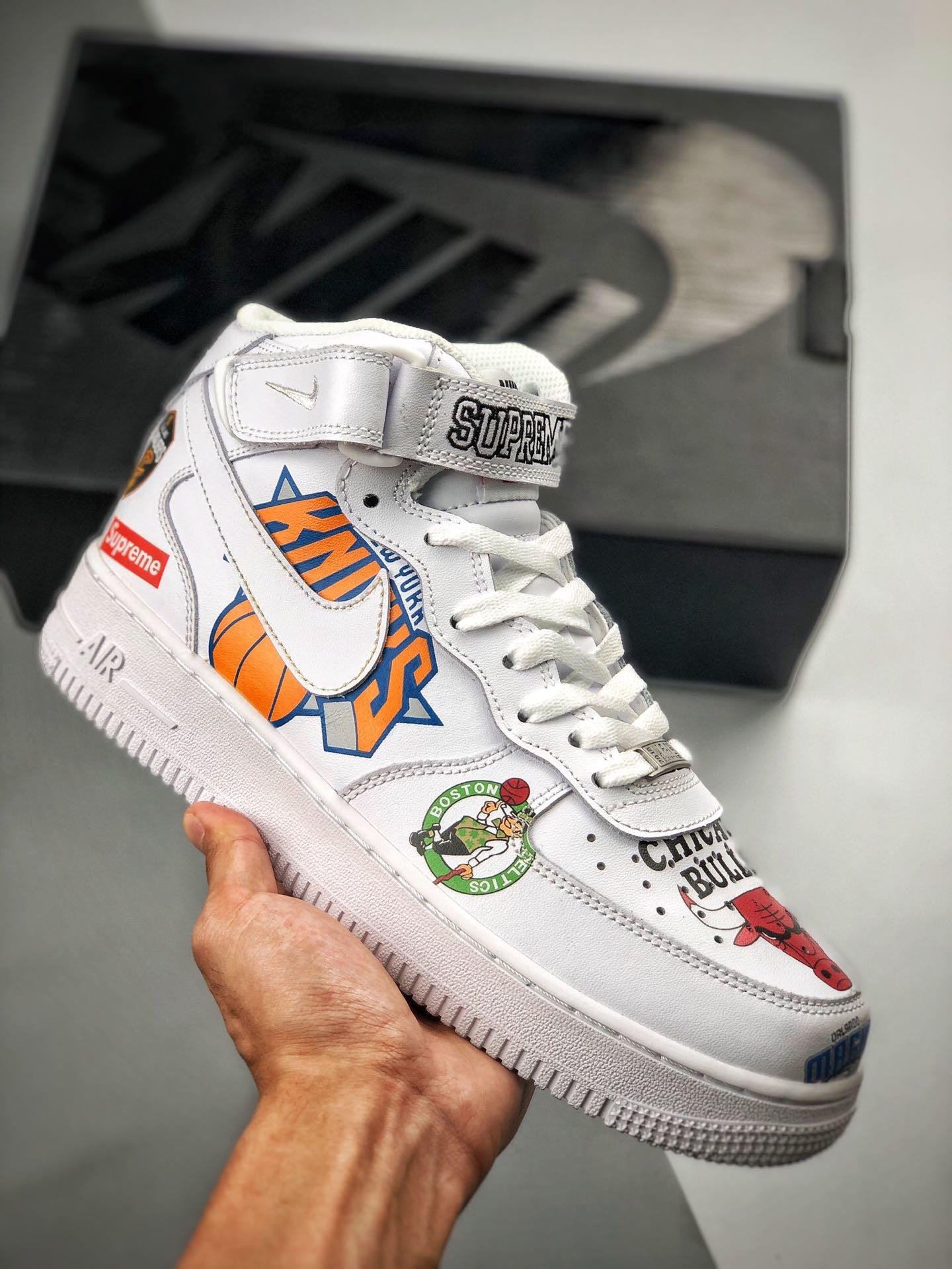 Supreme x Nike Air Force 1 Mid NBA Logos White AQ8017-100 5338858