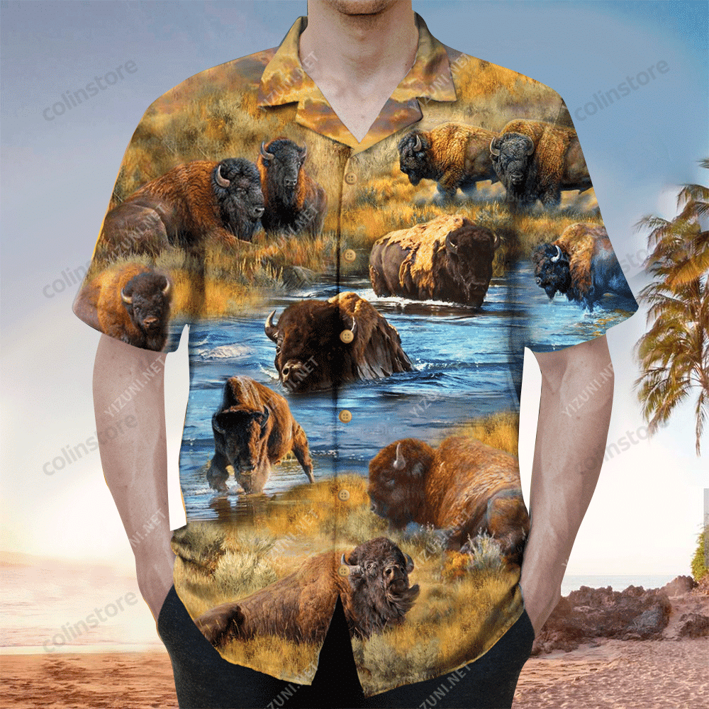 Free Bison Brown Unique Design Unisex Hawaii Shirt Aloha Ha12240