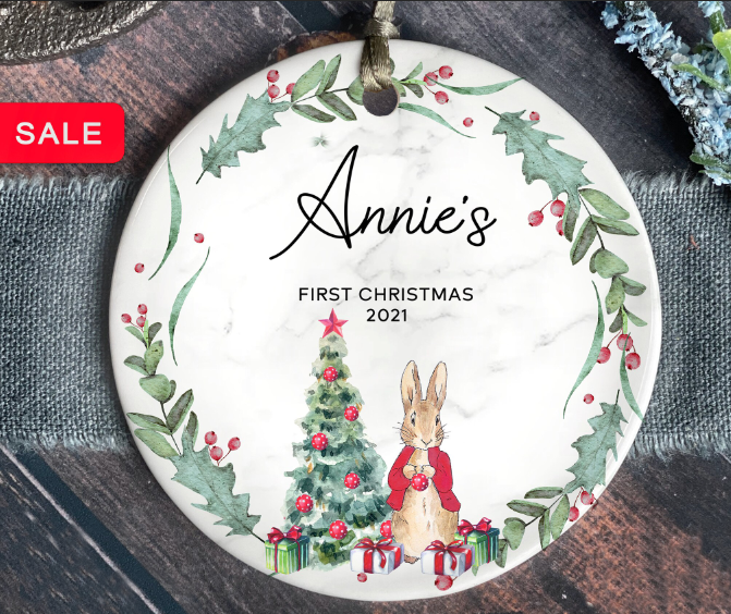 Personalised Baby’S First Christmas Ornament – Personalized First Christmas Peter Rabbit Decoration