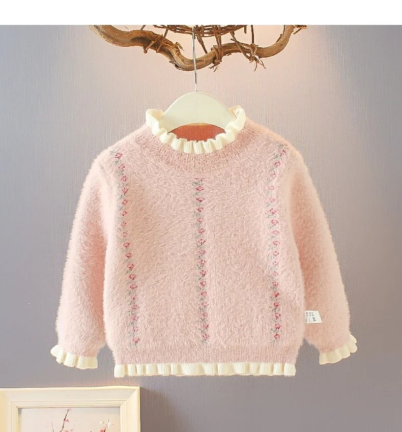 2020 Autumn Winter Girls Sweater Baby Kids Thick Keep Warm Long Sleeve Tops Toddler Children’s Pullover for Girls 12M-7Years Old alx