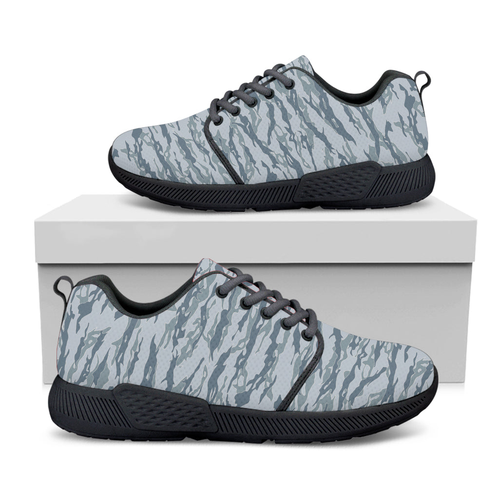 Winter Tiger Stripe Camo Pattern Print Black Athletic Shoes