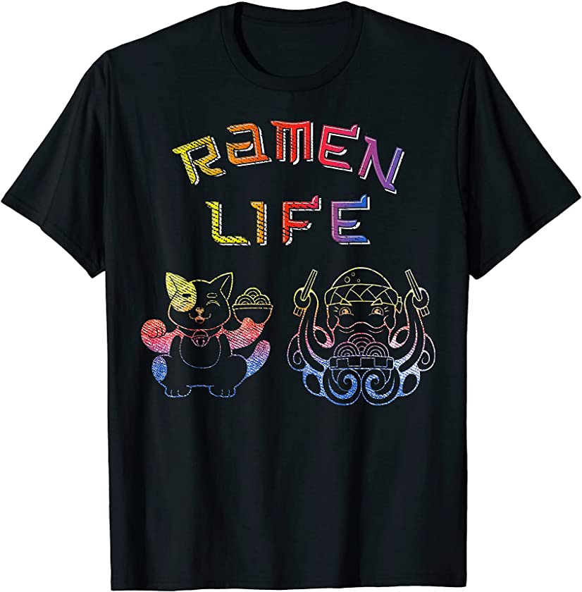 Ramen Life Tie Dye Tee Kawaii Anime Cats Kitten Lover Gift T-Shirt