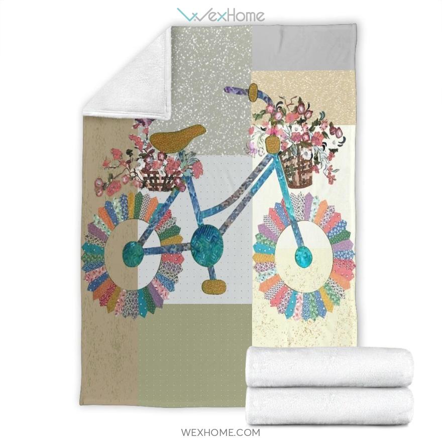 Floral Bicycle Pattern Premium Blanket