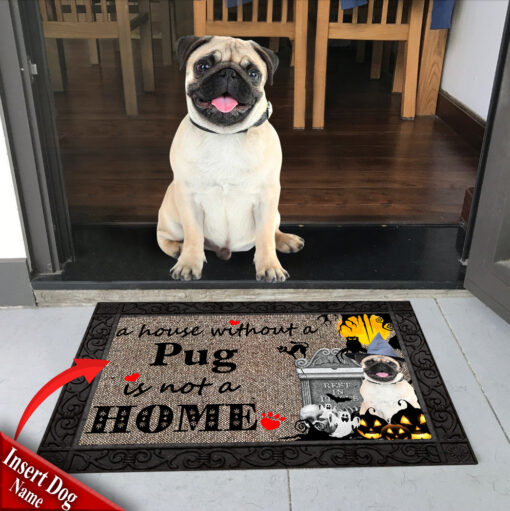 Pug 2 With Halloween M3 Custom Doormat All Over Printed