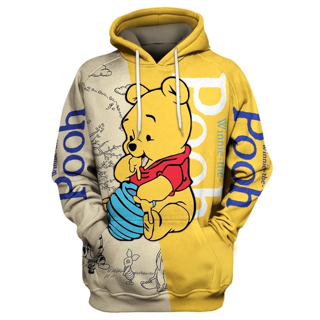 Winnie The Pooh Eating Honey Hoodie,Pooh Hoodie, Winnie The Pooh Customized Hoodies Clothes Sale Sweatshirt Oversized Hoodie, Graphic Hoodies Men