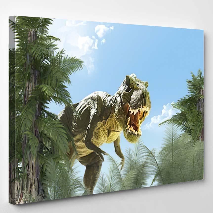 Dinosaur Jungle Background 3D Render – Dinosaur Animals Canvas Print