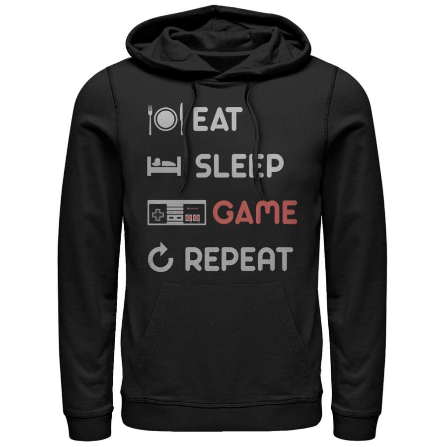 Nintendo Men’s Eat Sleep NES Game Repeat  Lightweight Hoodie