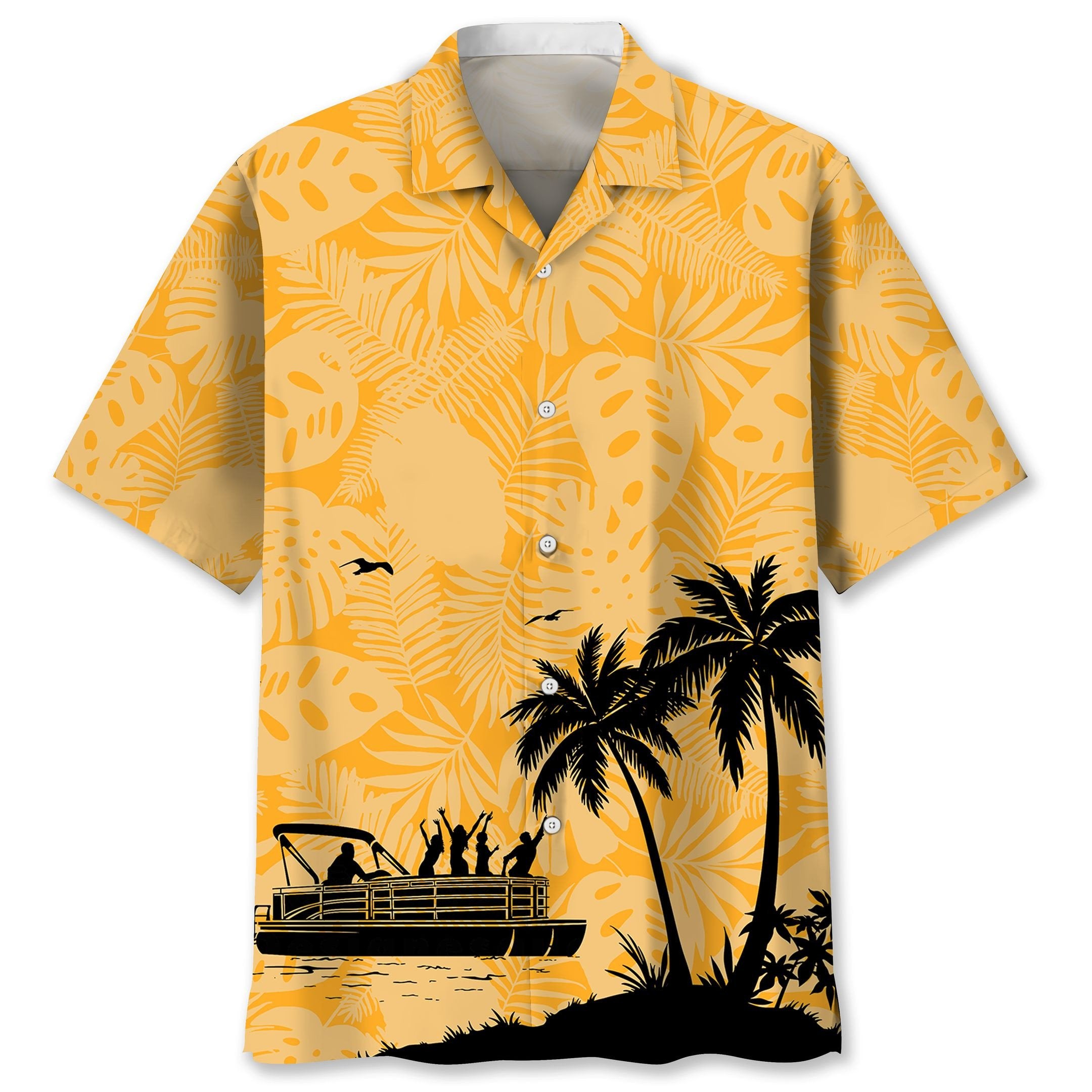 Pontoon Tropical Hawaiian Unisex Print Aloha Short Sleeve Casual Shirt Ha105499