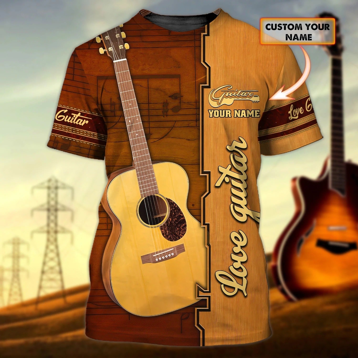 Custom 3D T Shirt For Guitarist, Guitar Shirt For Man And Women, Sublimation Guitar Shirts Guitar Lover