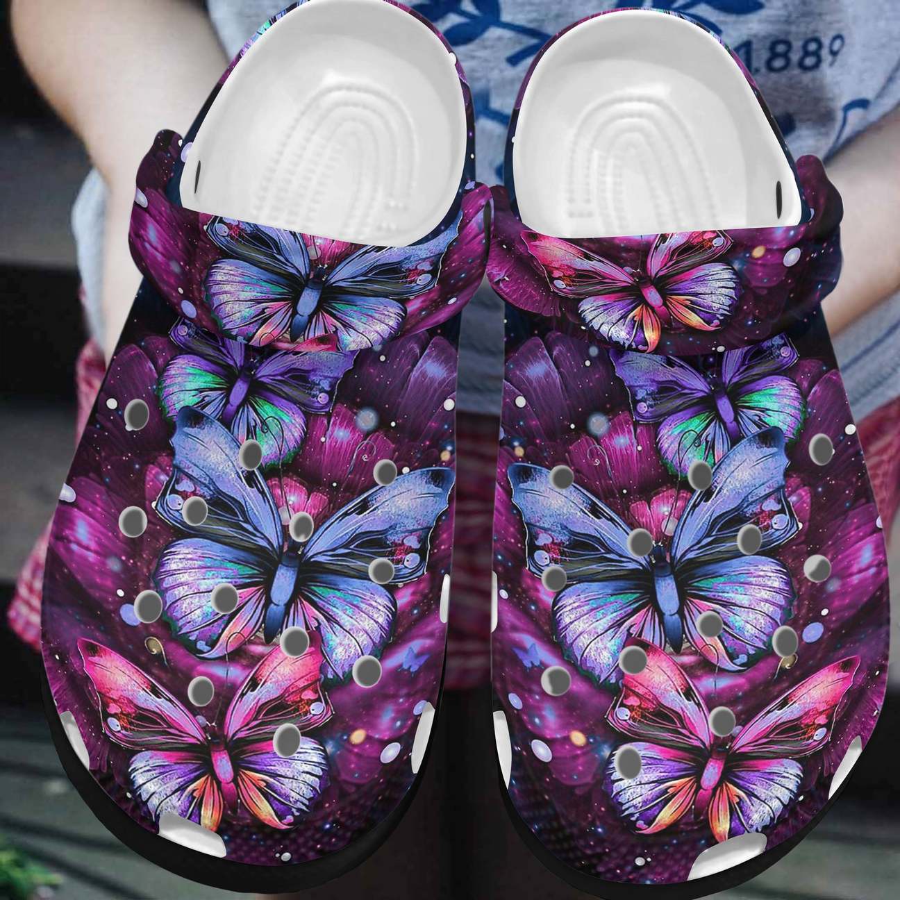 Butterfly Personalized Clog, Custom Name, Text, Color, Number Fashion Style For Women, Men, Kid, Print 3D Amazing Purple Butterflies