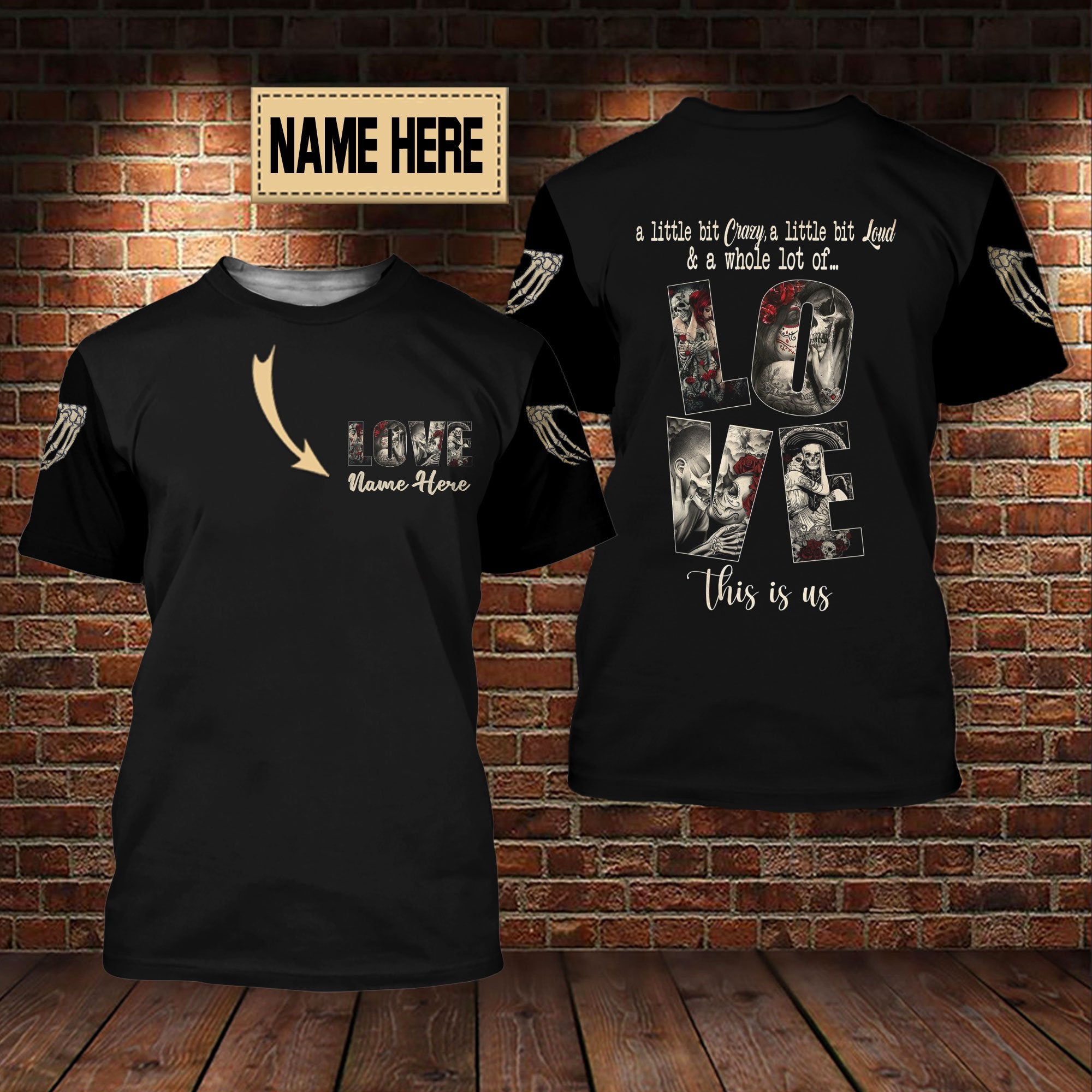 Custom Skull Couple Whole Lot Of Love 3D All Over Personalized Name