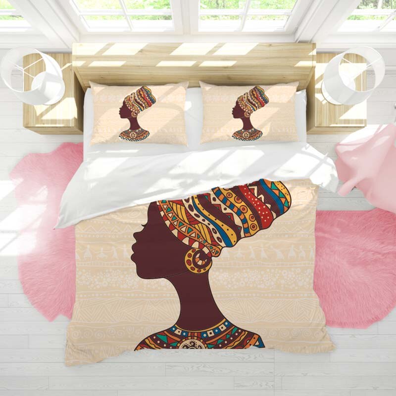 Tribe National Style Cartoon African Woman Bedding Set Duvet Covers Pillowcases Bedding Sets Bedclothes Bed Linen