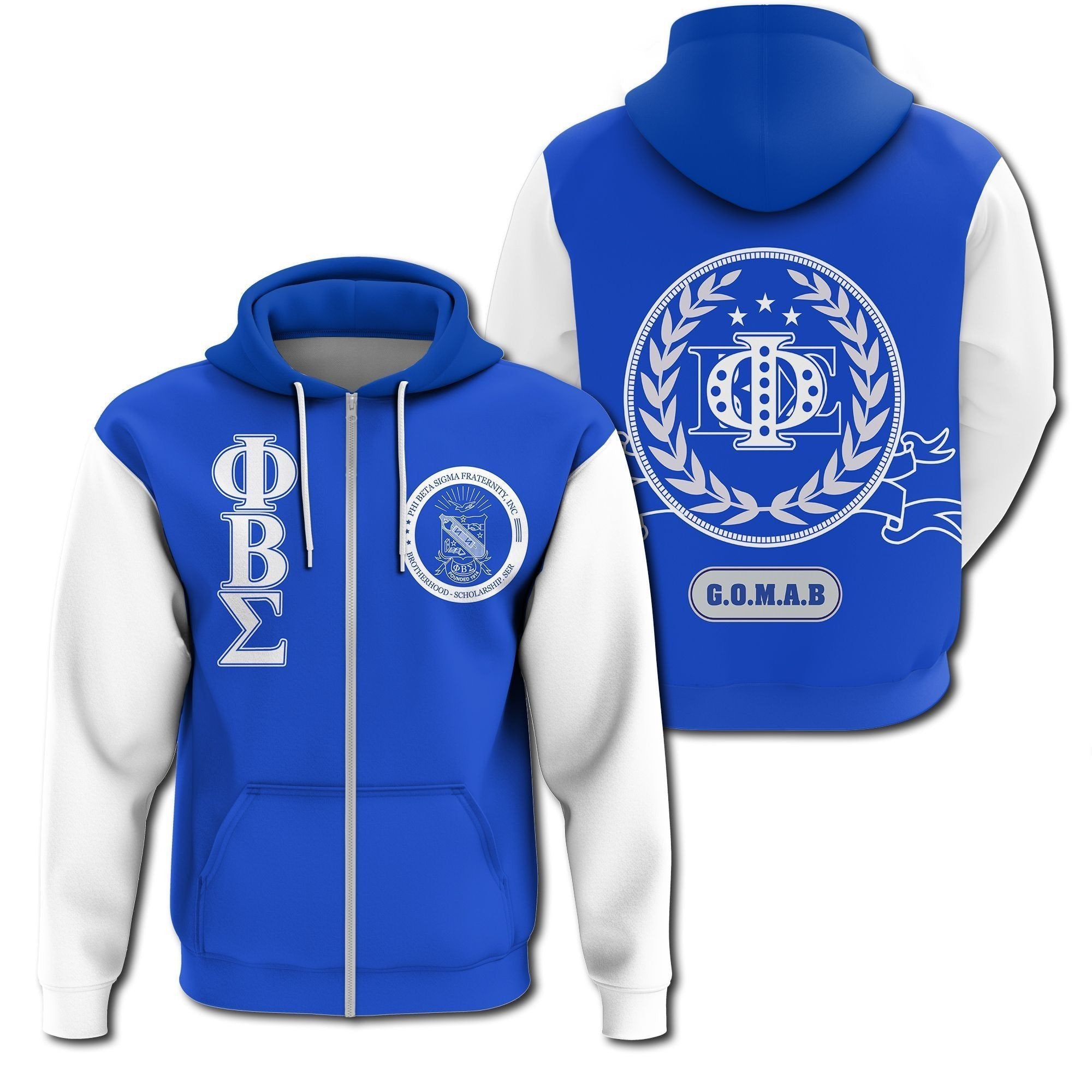 Fraternity Hoodie – Laurel Wreath Phi Beta Sigma Zip Hoodie