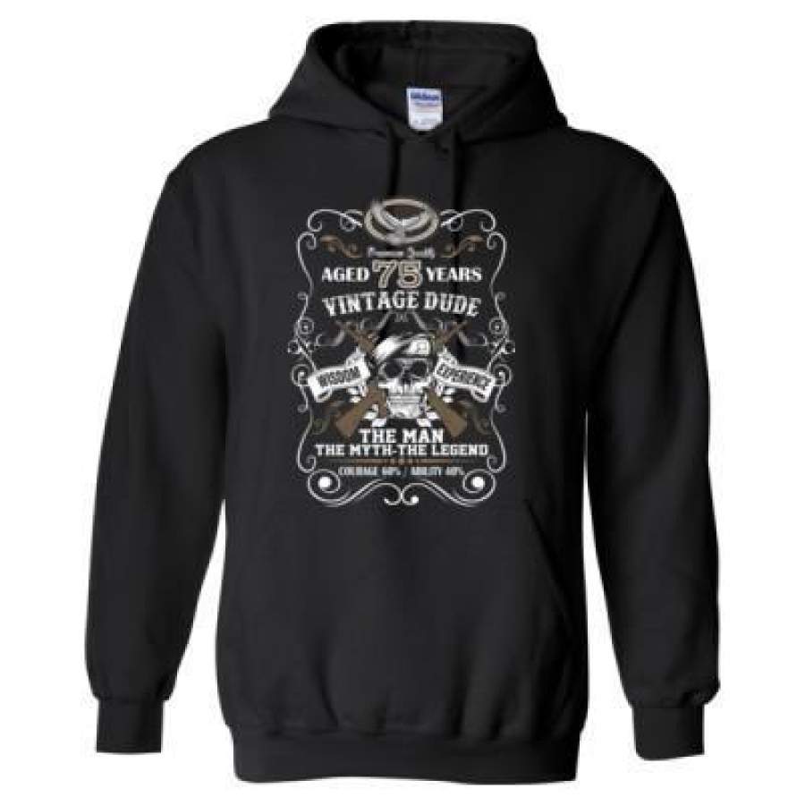 AGR Aged 75 Years Vintage Dude Wisdom Experience The Man The Myth The Legend Courage 60% Ability 40% – Heavy Blend™ Hooded Sweatshirt