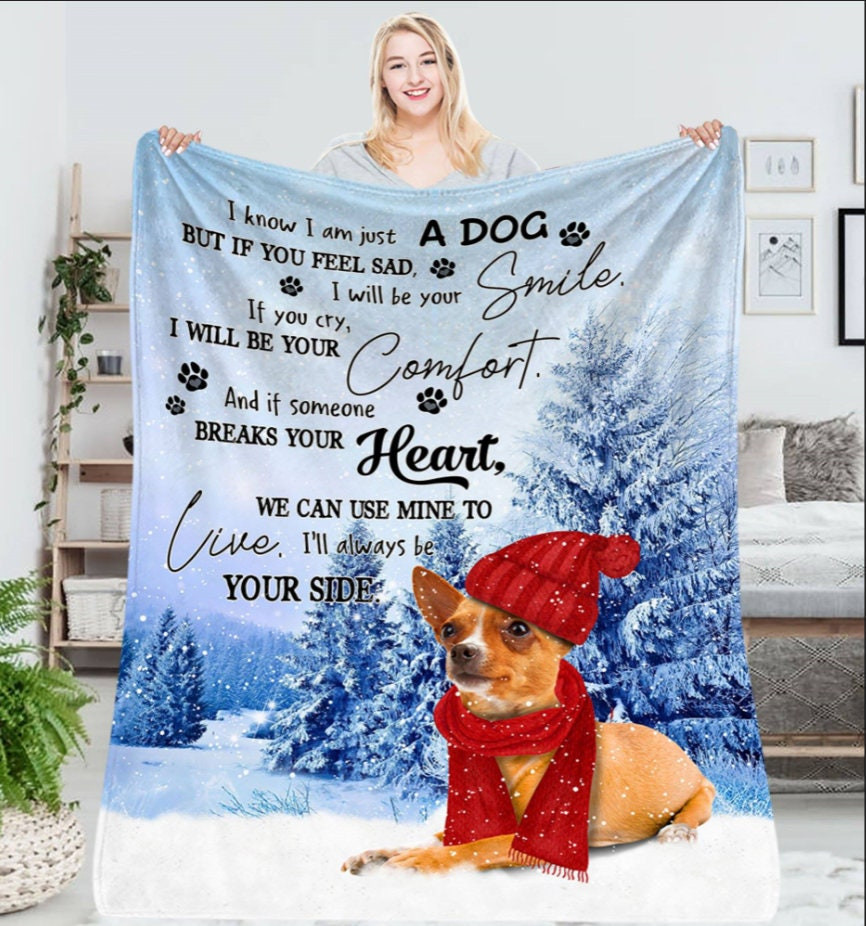 Chihuahua I’Ll Always Be Your Side  Custom Blanket Christmas Gift Christmas Blanket Dog Lover Blanket Dog Owner Gift