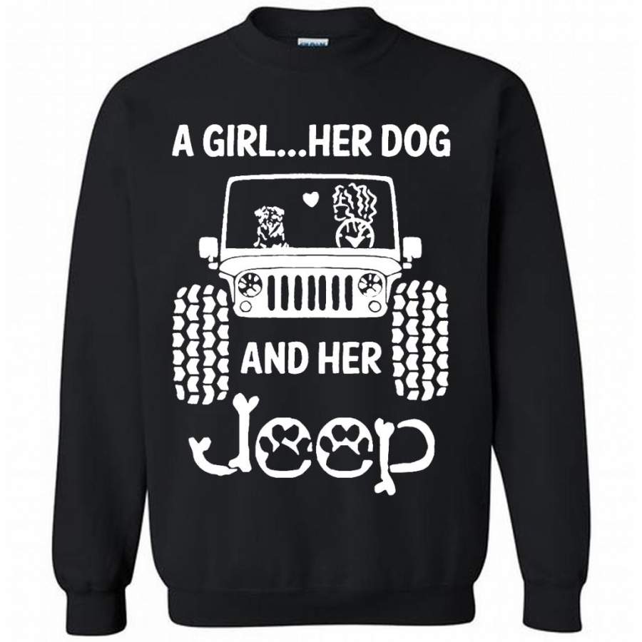 A Girl Her Dog And Her Jeep B – Gildan Crewneck Sweatshirt Lt11