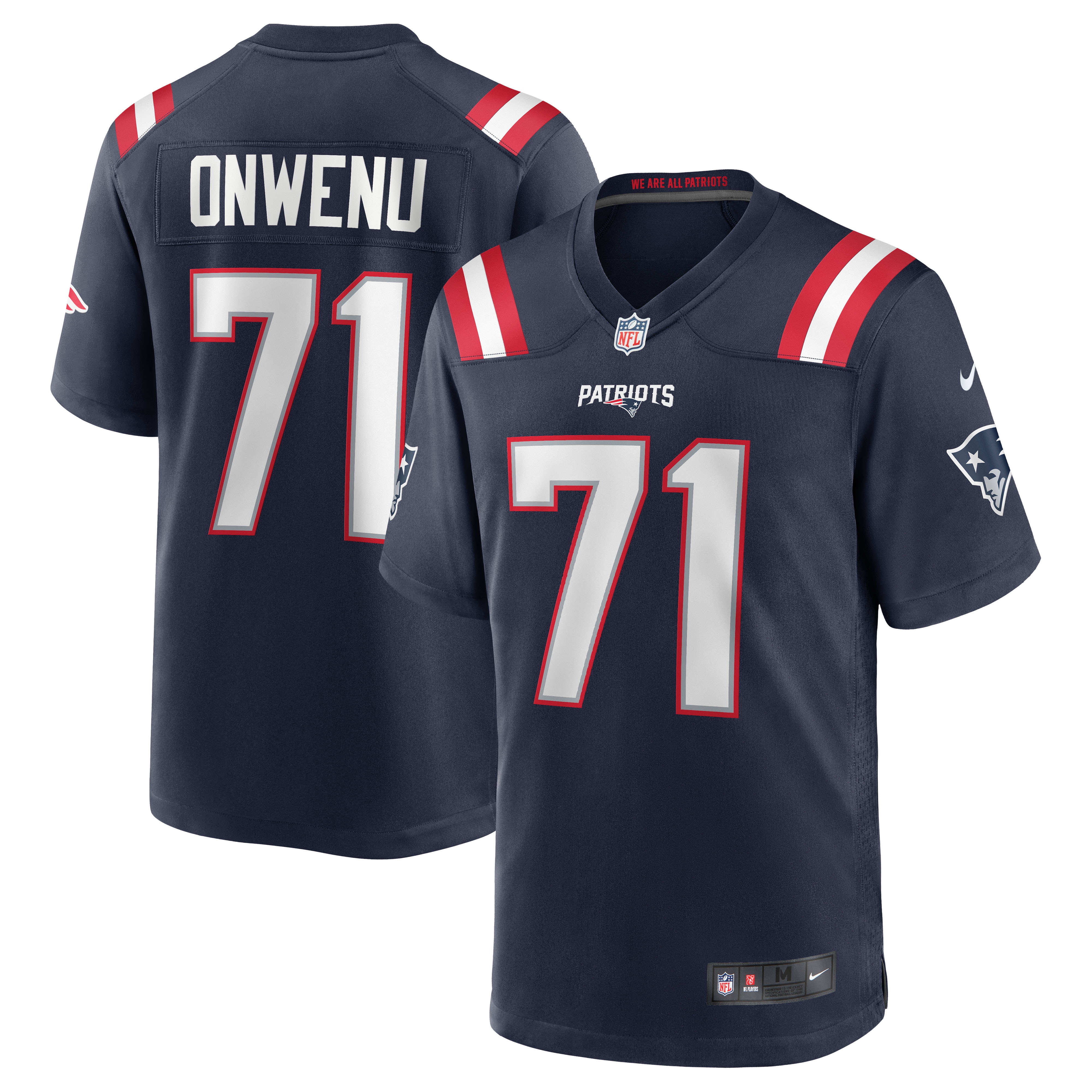 Mike Onwenu New England Patriots Team Game Jersey – Navy