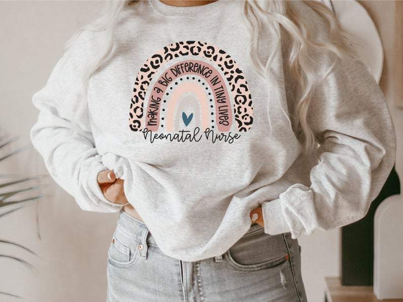 Neonatal Nurse Sweatshirt – Nicu Nursing Sweater – Nicu Nurse Shirt – Gift For Labor And Delivery Nurse – Baby Nurse – Leopard Rainbow Tee All Color Size S-5Xl