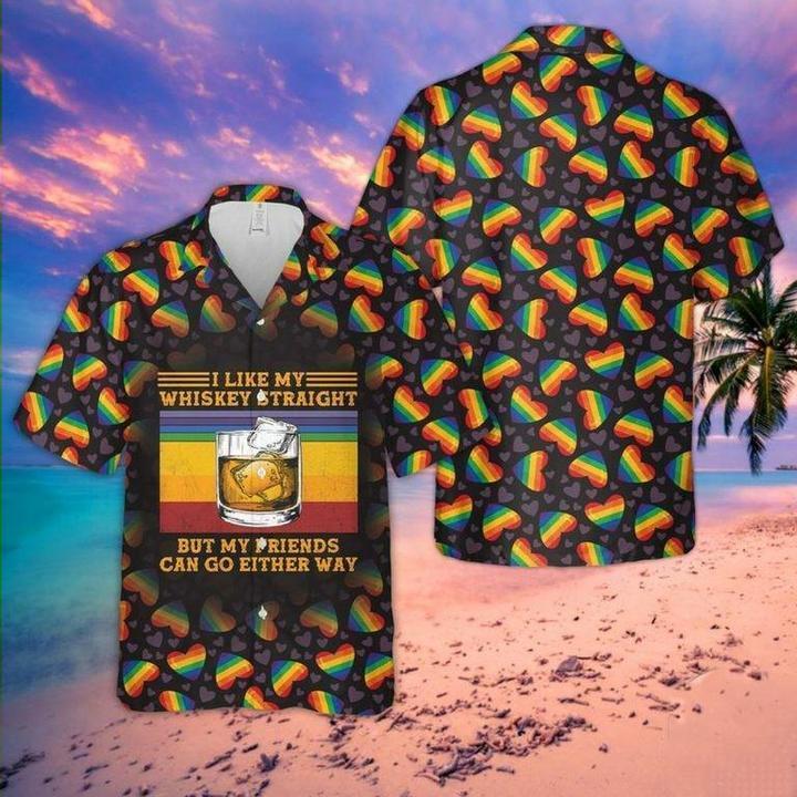 Whiskey Rainbow Heart Hawaiian Shirt Pre11343