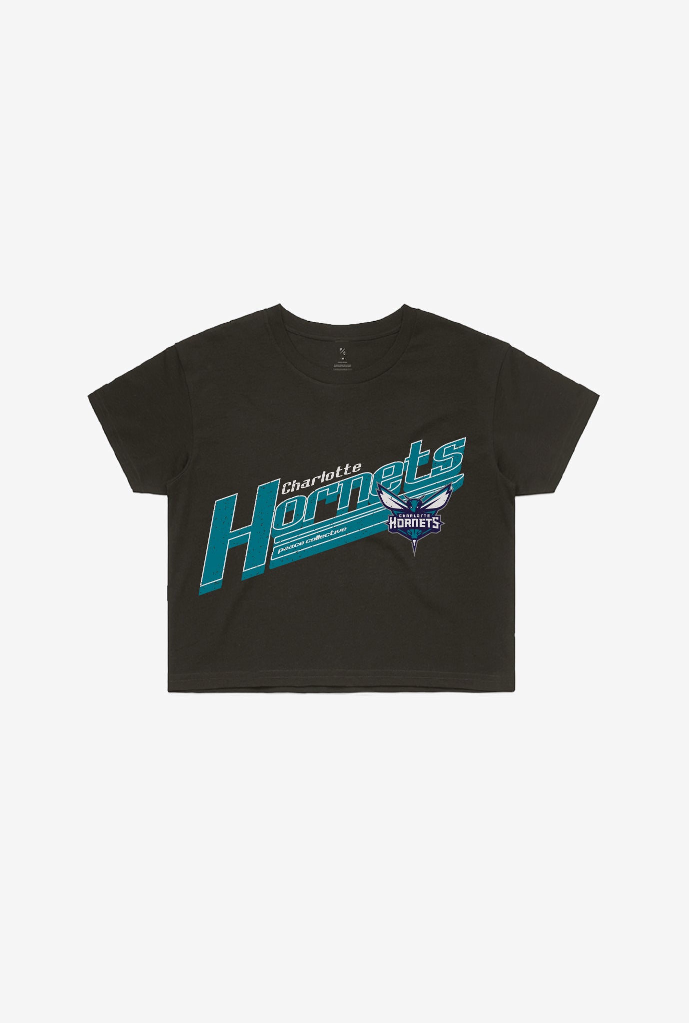 Charlotte Hornets Garment Dyed Cropped T-Shirt – Black