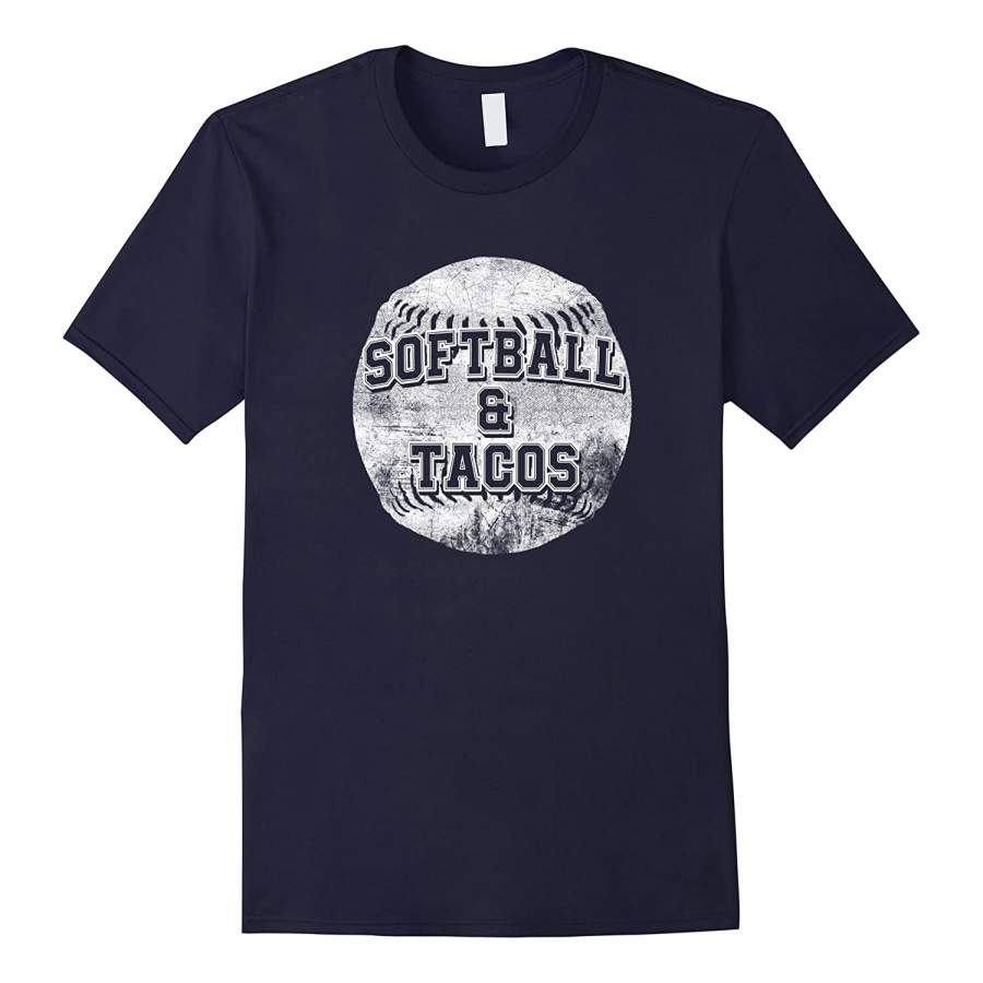 “Softball and Tacos” Funny Gift Distressed Graphic T Shirt