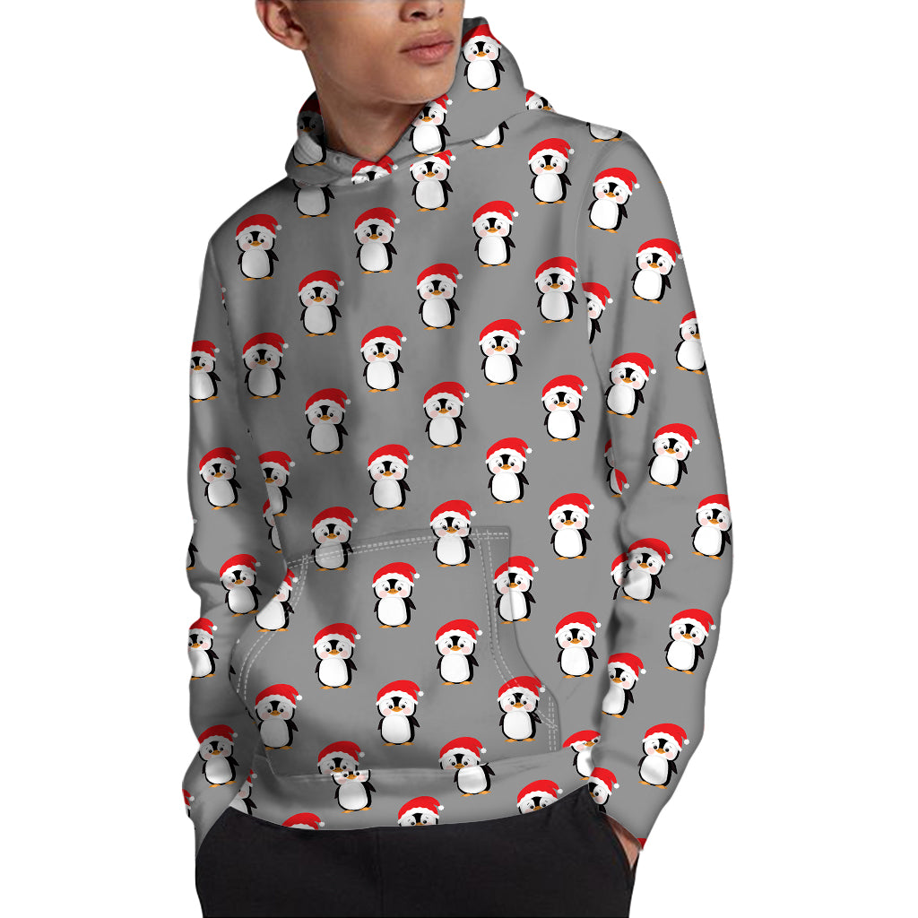 Christmas Santa Penguin Pattern Print Pullover Hoodie