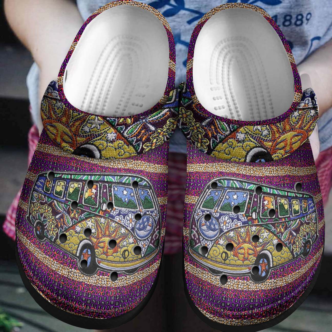 Hippie Personalized Clog, Custom Name, Text, Color, Number Fashion Style For Women, Men, Kid, Print 3D Hippie Camping Car