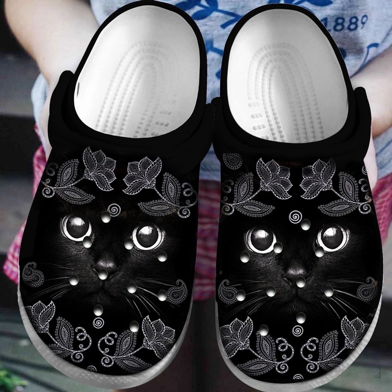 Black Cat Personalized Clog, Custom Name, Text, Color, Number Fashion Style For Women, Men, Kid, Print 3D Black Cat Eyes