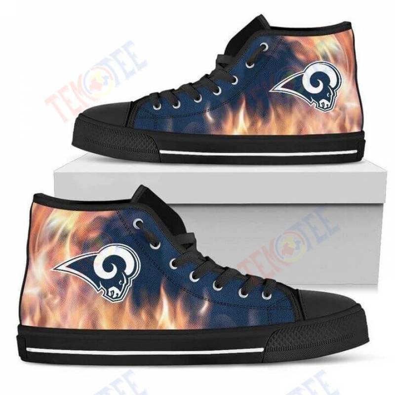 Mens Womens Fighting Like Fire Los Angeles Rams High Top Shoes TMT336