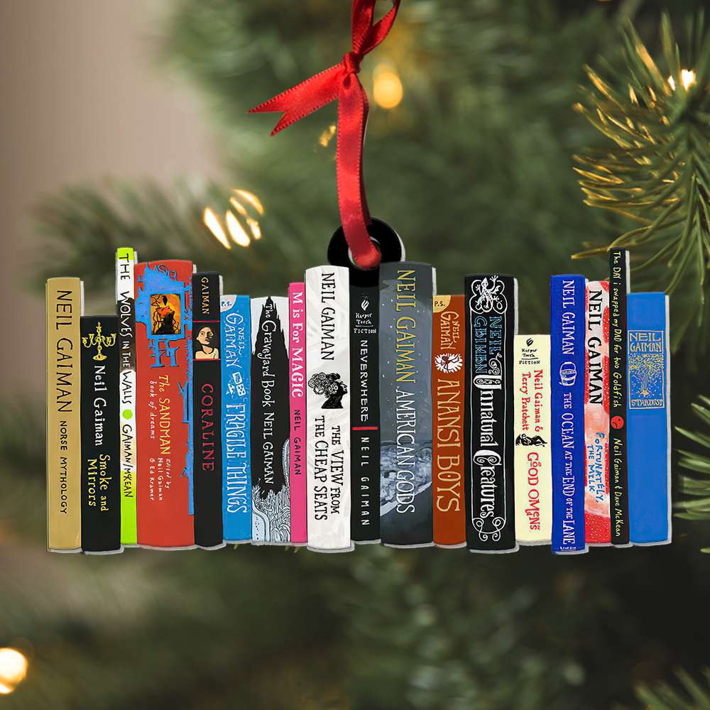 Neil Gaiman Collection Books Flat Ornament – Gift For Fans