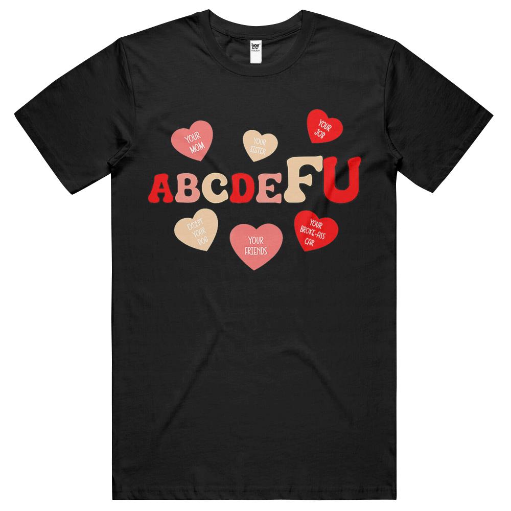 Alphabet Abcdefu Heart Love You Funny Valentines Day Gifts T Shirts