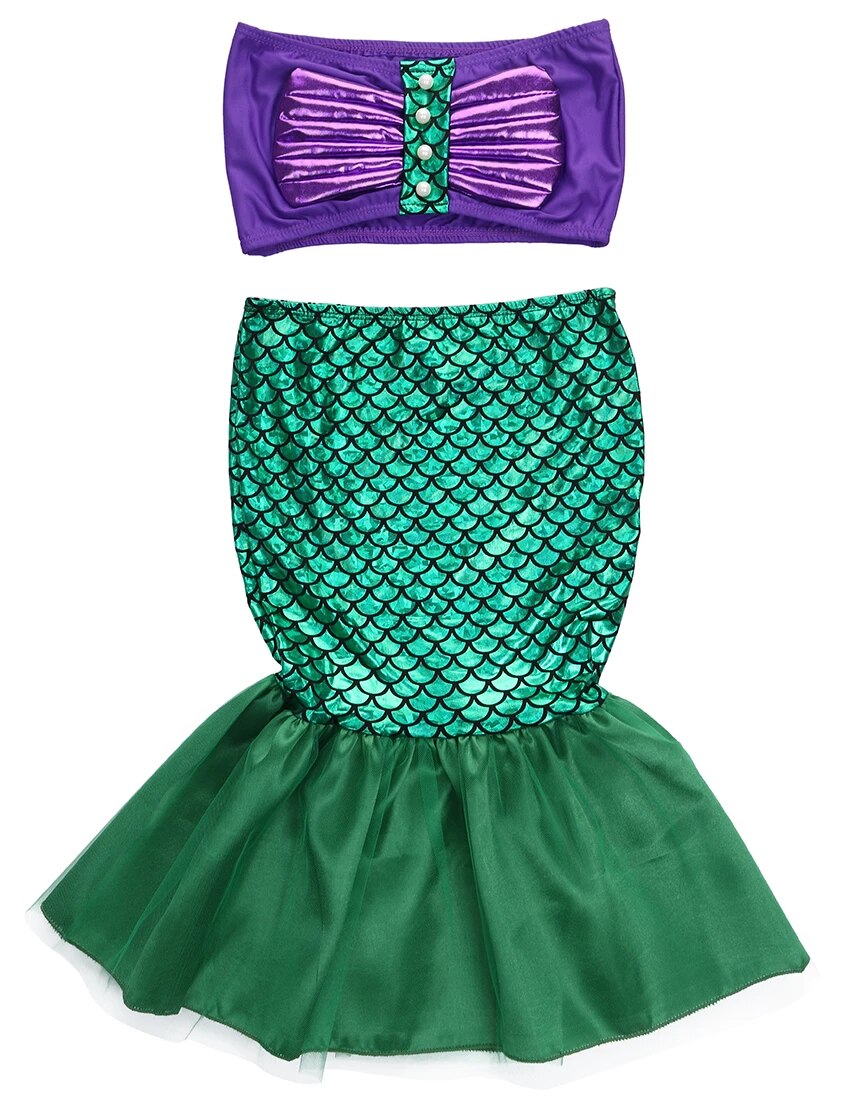 the little mermaid tail princess ariel dress cosplay costume kids for girl fancy green dress alx