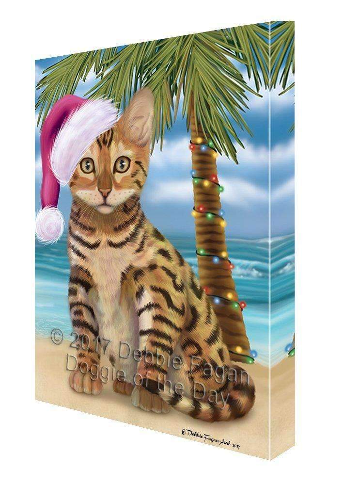 Christmas Happy Holidays Summer Time Chinese Li Hua Kitten Beach Print On Canvas Wall Art Cvs1503