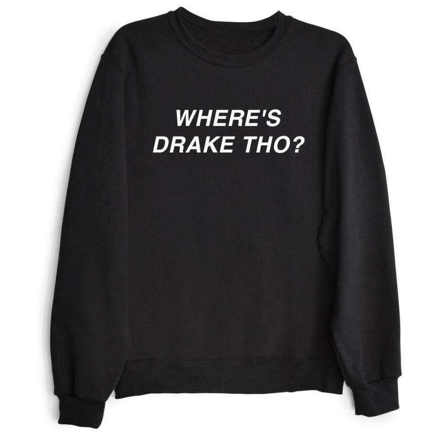 WHERE’S DRAKE THO? Women’s Casual Black Gray Pink & White Crewneck Sweatshirt