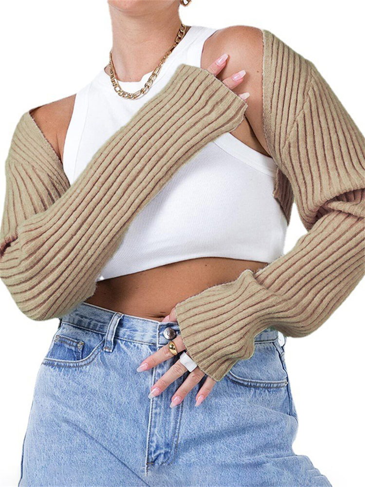 Tossy 2022 New Shrug Sweater For Women Long Sleeve Crop Knitted Cardigan Pull Tops Casual Ribbed Drop Shoulder Shrug Sweaters alx