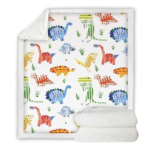 Colorful Dinosaur Print Blanket Quilt