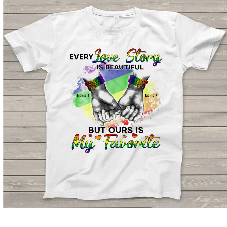 Personalized Pride Shirts, Gift For Lgbtq+ Couple, Partner, Every Love Story Is Beautiful