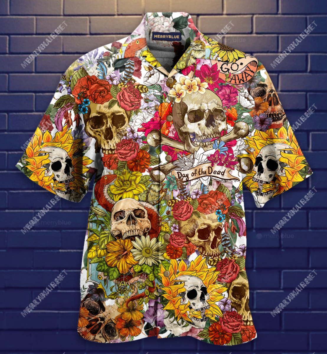 Day Of The Dead Flower Skull Unisex Hawaii Shirt Ha35396