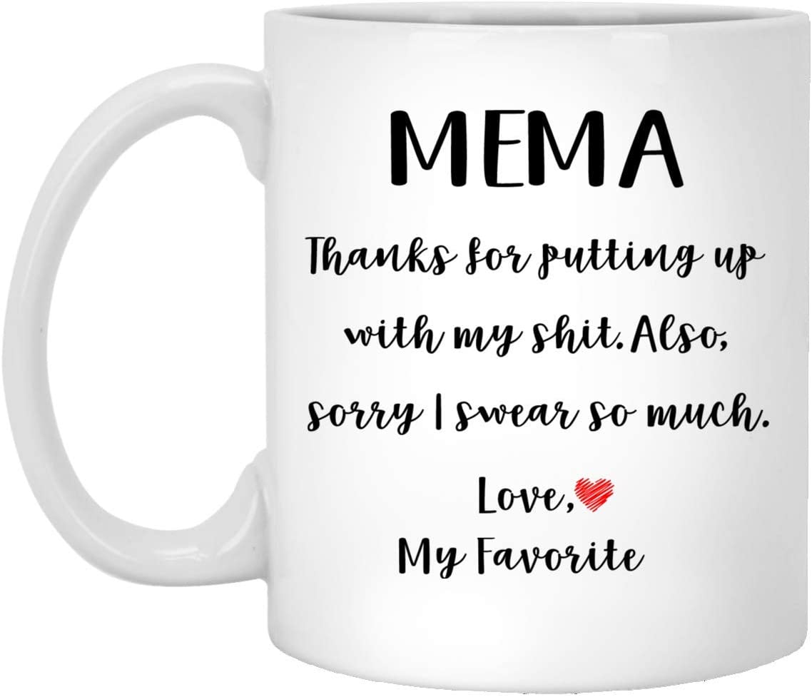 Mema Gifts From Daughter Son – Mothers Day Gifts For Mema Birthday Gifts – Funny Mema Coffee Mug Christmas Gift Ideas For Mema – White – 11Oz